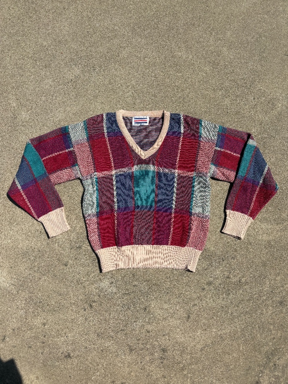 Vintage European color block sweater